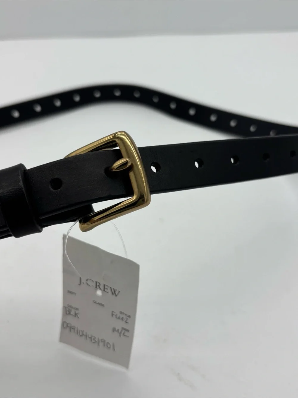 NWT J. Crew Black Leather Hole Belt - Picture 3 of 5